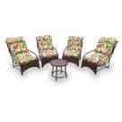Conjunto de Poltronas Fibra Sintética Porto - 4 Poltronas + Mesa Centro - Tecido Saquarema