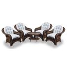 Conjunto de Poltronas Fibra Sintética Roma - 4 Poltronas + 1 Mesa Centro - Tecido Duna Cru