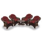 Conjunto de Poltronas Fibra Sintética Roma - 4 Poltronas + 1 Mesa Centro - Tecido Duna Vermelho