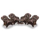 Conjunto de Poltronas Fibra Sintética Roma - 4 Poltronas + 1 Mesa Centro - Tecido Maui Preto