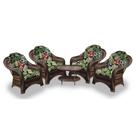 Conjunto de Poltronas Fibra Sintética Roma - 4 Poltronas + 1 Mesa Centro - Tecido Saquarema
