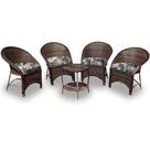 Conjunto de Poltronas Fibra Sintética Seul - 4 Poltronas + 1 Mesa Centro - Tecido Búzios Verde