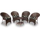 Conjunto de Poltronas Fibra Sintética Seul - 4 Poltronas + 1 Mesa Centro - Tecido Callis Branco