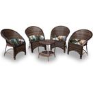 Conjunto de Poltronas Fibra Sintética Seul - 4 Poltronas + 1 Mesa Centro - Tecido Iquitos Marrom Conjunto de Poltronas Fibra Sintética Seul - 4 Poltronas + 1 Mesa Centro - Tecido Iquitos Marrom