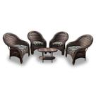 Conjunto de Poltronas Fibra Sintética Tóquio - 4 Poltronas + 1 Mesa Centro - Tecido Corda Náutica
