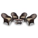Conjunto de Poltronas Fibra Sintética Tóquio - 4 Poltronas + 1 Mesa Centro - Tecido Duna Deserto