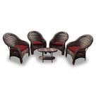 Conjunto de Poltronas Fibra Sintética Tóquio - 4 Poltronas + 1 Mesa Centro - Tecido Duna Vermelho