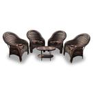Conjunto de Poltronas Fibra Sintética Tóquio - 4 Poltronas + 1 Mesa Centro - Tecido Maui Preto