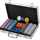 Conjunto de pôquer Rally and Roar com estojo rígido, 2 baralhos de cartas, 5 dados, 300 fichas