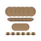 Conjunto De Porcelana Prato Xícara Oxford Flat Ocre 30 Peças Jogo Completo