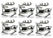 Conjunto de porta-anéis de guardanapo DII Christmas Silver Reindeer 6 unidades