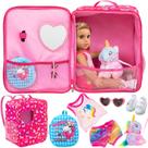 Conjunto de porta-bolsas para bonecas K.T.Fancy, 7 peças com roupas e sapatos de 18 polegadas