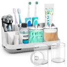 Conjunto de porta-escovas de dentes de banheiro GFWARE com dispensador Qtip Grey