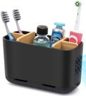 Conjunto de porta-escovas de dentes GFWARE Black Bamboo com drenagem