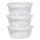 Conjunto De Pote De Plastico Oval Com Tampa 3 Pecas 1100Ml - Plasmotta Conjunto De Pote De Plastico Oval Com Tampa 3 Pecas 1100Ml - Plasmotta