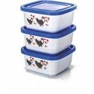 Conjunto De Pote De Plastico Quadrado Galinha Prime Com Tampa Colors 3 Pecas 550ml