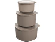 Conjunto De Potes Com Tampa Hoop 3 Peças Warm Gray Coza