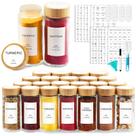 Conjunto de potes de especiarias de vidro AISIPRIN de 120 ml com etiquetas, 24 unidades de bambu