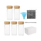 Conjunto de Potes de Especiarias de Vidro com Tampa de Bambu - Para Sal, Pimenta e Outros Temperos