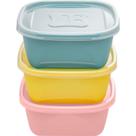 Conjunto de potes de plástico com 3 peças - azul, amarelo e rosa 750ml - Jaguar