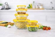 Conjunto de Potes de Vidro com Tampa Hermética Kit 5 Peças para Organização de Alimentos e Cozinha