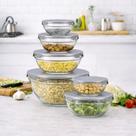 Conjunto de Potes de Vidro com Tampa Hermética Kit 5 Peças para Organização de Alimentos e Cozinha