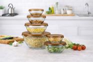 Conjunto de Potes de Vidro com Tampa Hermética Kit 5 Peças para Organização de Alimentos e Cozinha