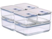 Conjunto de Potes de Vidro Herméticos Retangulares - Tampa com Alavanca - 6 Unidades - Perfect Seal - Neoflam