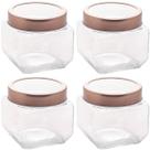Conjunto de Potes de Vidro Lyor Gastro 800ml 4 Porta Mantimento com Tampa Metal Rose Gold