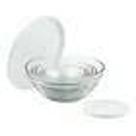 Conjunto de Potes de Vidro Redondos com Tampa Plástica de vidro cor branco - Ad