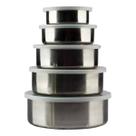 Conjunto De Potes Em Inox 5 Unidades Com Tampa Plástica Jogo De Potes Redondos Porta Alimentos Kit 5 Tigelas Em Aço Inox Wincy