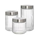 Conjunto de Potes em Vidro 3 Peças com Tampa Cabane Hauskraft Conjunto de Potes em Vidro 3 Peças com Tampa Cabane Hauskraft