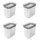 Conjunto de Potes Herméticos 1,5 L 4 Peças Block Retangular Transparente Ou
