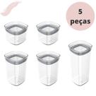 Conjunto De Potes Herméticos Block Modular Empilháveis 5 Peças Com Vedação para Mantimentos Ou