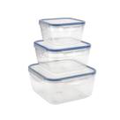 Conjunto de Potes Herméticos Quadrados com 3 Unidades PP75-3P Conjunto de Potes Herméticos Quadrados com 3 Unidades PP75-3P