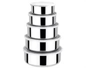 Conjunto De Potes Inox Com Tampa Plástica 5 Peças Conjunto De Potes Inox Com Tampa Plástica 5 Peças