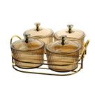 Conjunto de Potes Multiuso Com Suporte Dourado 5pçs