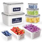 Conjunto de Potes para Armazenamento de Frutas HOTEC 5 Unidades Livre de BPA 4,15L