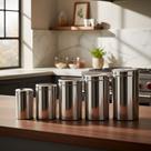 Conjunto De Potes Porta Mantimentos Inox Brinox Suprema 5 Peças Com Tampa Original Grande