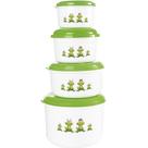 Conjunto de Potes Redondos 4 Peças Sapos Branco Verde