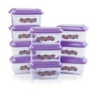 Conjunto de Potes Retangulares 10 Peças Floral Lilás