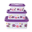 Conjunto de Potes Retangulares Floral Lauren Roxo 3 Peças Conjunto de Potes Retangulares Floral Lauren Roxo 3 Peças