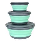 Conjunto de Potes Retráteis com Tampa, 3 Peças,verde e Cinza, 300ml/600ml/1000ml