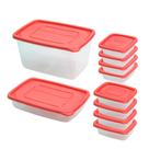 Conjunto de Potes São Bernardo Multiclick em Plástico Retangular com 10 Peças - Item Sortido Conjunto de Potes São Bernardo Multiclick em Plástico Retangular com 10 Peças - Item Sortido