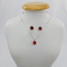 Conjunto de Prata Com Pedra Redonda Pingente Corrente e Brinco Bijou Art