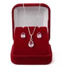 Conjunto De Prata Feminino Corrente E Brincos Com Zircônia