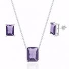 Conjunto de Prata Galeria Retangular Ametista Conjunto de Prata Galeria Retangular Ametista