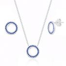 Conjunto de Prata Redondo Azul Escuro