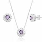 Conjunto de Prata Zircônia Ametista