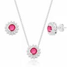 Conjunto de Prata Zircônia Cereja